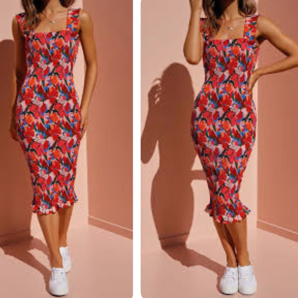 Toperth Tropical Jungle Feels Floral Midi Dress